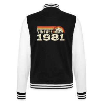 Jahrgang 1981 Retro 1981 Geburtstagsgeschenk - College-Sweatjacke - Schwarz/Weiß - Hinten - Marisol (170cm)
