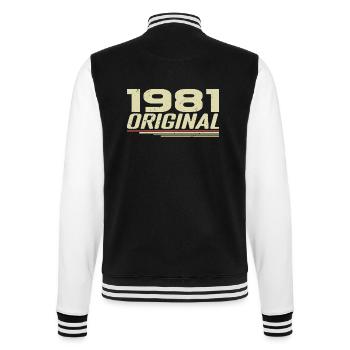 Born in 1981 Vintage 1981 Retro Birthday 1981 - College Sweat Jacket - black/white - Back - Marisol (170cm)