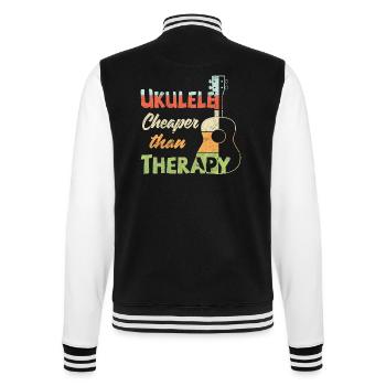 Ukulele! Cheaper than therapy - College-Sweatjacke - Schwarz/Weiß - Hinten - Marisol (170cm)