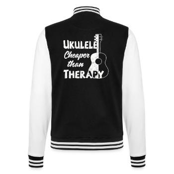 Ukulele! Cheaper than therapy - College Sweat Jacket - black/white - Back - Marisol (170cm)