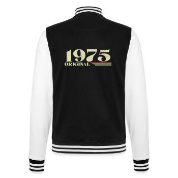 Original 1975 Vintage 1975 Anniversary 1975 Retro - College Sweat Jacket - black/white - Back - Marisol (170cm)