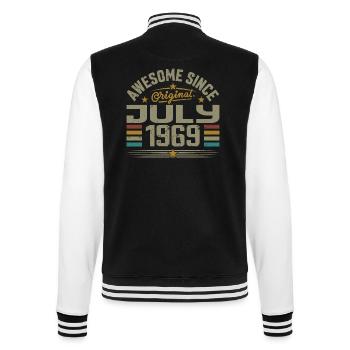 Baujahr Juli 1969 | Geschenk Juli 1969 - College-Sweatjacke - Schwarz/Weiß - Hinten - Marisol (170cm)