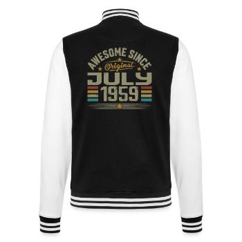 Baujahr Juli 1959 | Geschenk Juli 1959 - College-Sweatjacke - Schwarz/Weiß - Hinten - Marisol (170cm)