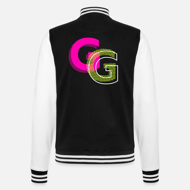 Lettre initiale G - Veste Teddy - noir/blanc