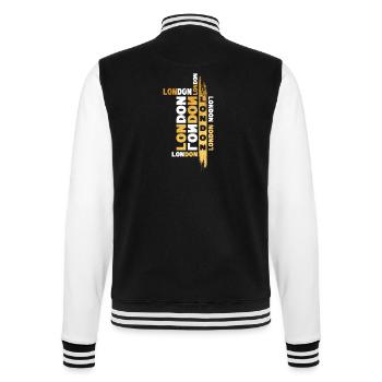 London England UK City Font Gold Skyline - College Sweat Jacket - black/white - Back - Marisol (170cm)