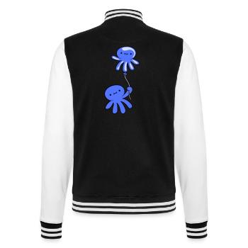 Oktopus hält Luftballon süß Kind glücklich Comic - College-Sweatjacke - Schwarz/Weiß - Hinten - Marisol (170cm)