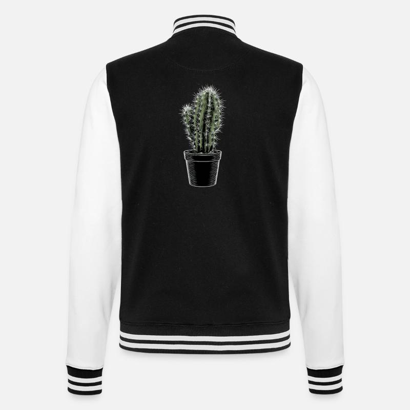 Cactus dans un pot noir - Veste Teddy - noir/blanc