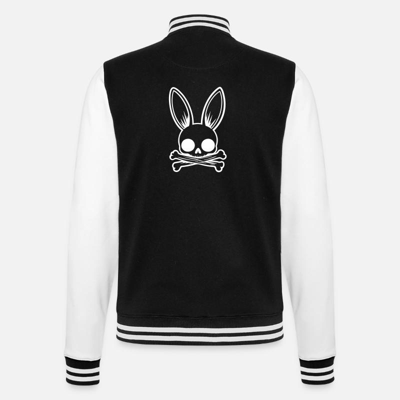 Bunny Funny Easter Skull - College Sweat Jacket - black/white