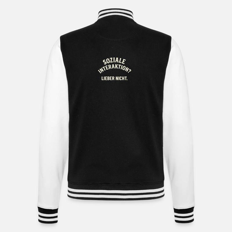 Soziale Interaktion – Nein danke! - College-Sweatjacke - Schwarz/Weiß
