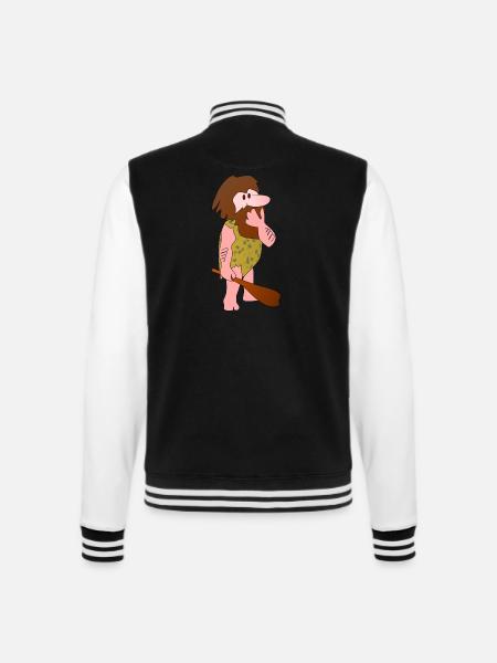 neandertaler hoehlenmensch caveman steinzeit11 - College-Sweatjacke - Schwarz/Weiß