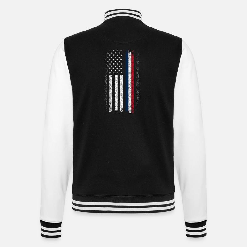 Drapeau en difficulté : Ligne bleue-rouge - Veste Teddy - noir/blanc