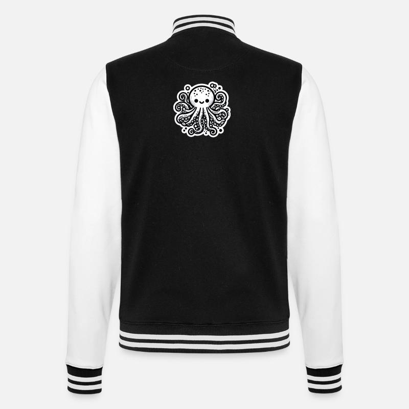 Krake Octopus weiß Sticker - College-Sweatjacke - Schwarz/Weiß
