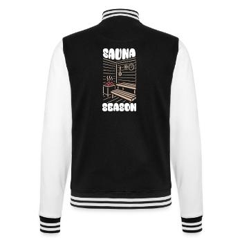 Sauna Season - Saunieren - Spruch - College-Sweatjacke - Schwarz/Weiß - Hinten - Marisol (170cm)