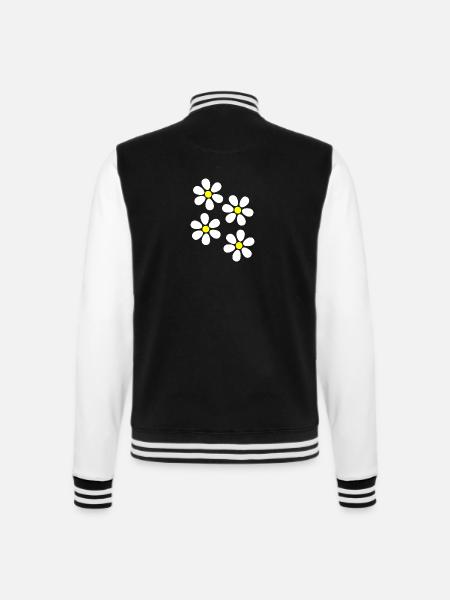 Blume weiß weiße Blume Blumen Geschenk Weihnachten - College-Sweatjacke - Schwarz/Weiß