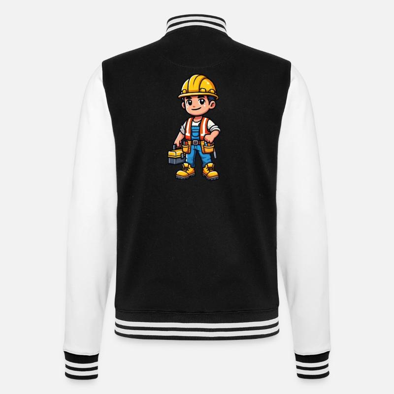 construction worker - College Sweat Jacket - black/white
