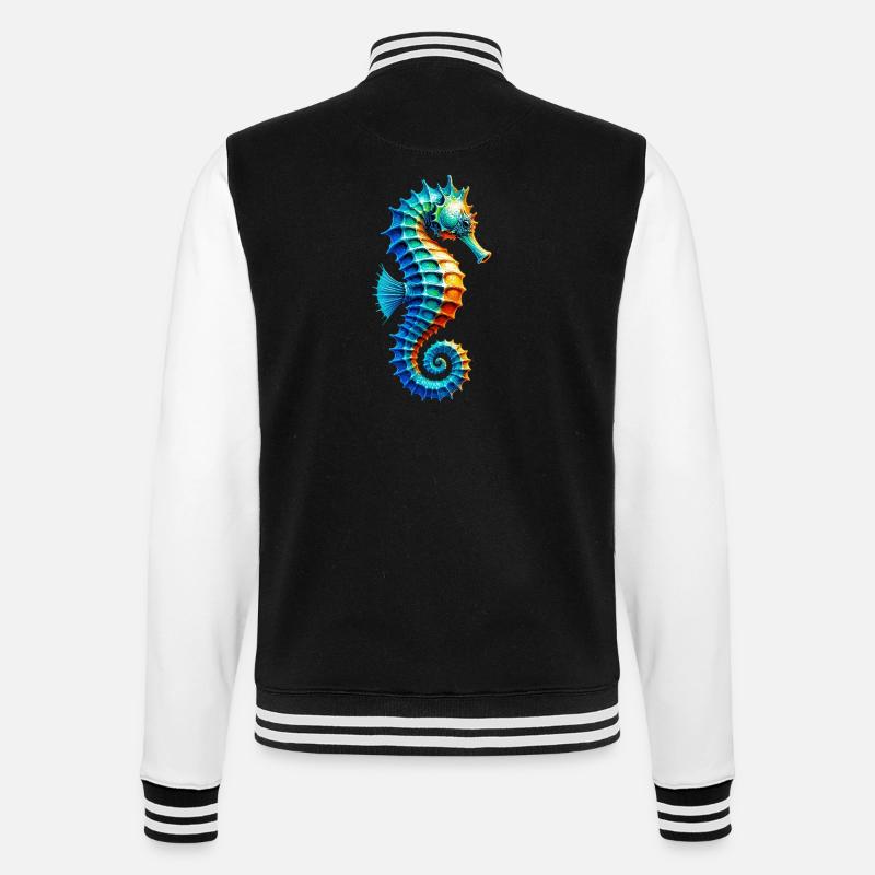 Seepferdchen - College-Sweatjacke - Schwarz/Weiß