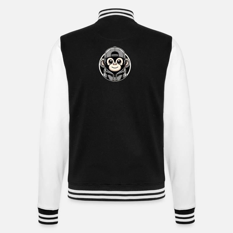 Monkey Hoodie Cap Round - College Sweat Jacket - black/white