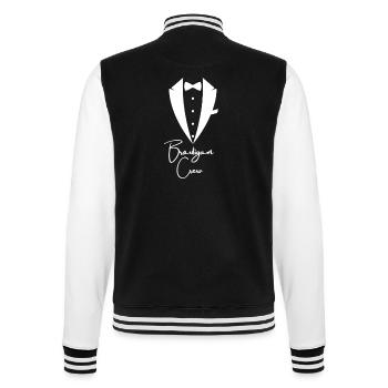 Bräutigam CREW Junggesellenabschied Bräutigam Team - College-Sweatjacke - Schwarz/Weiß - Hinten - Marisol (170cm)