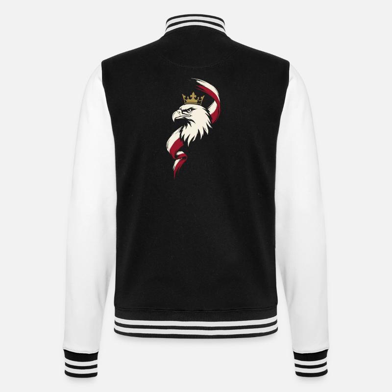 Polish Eagle Crown - College Sweat Jacket - black/white