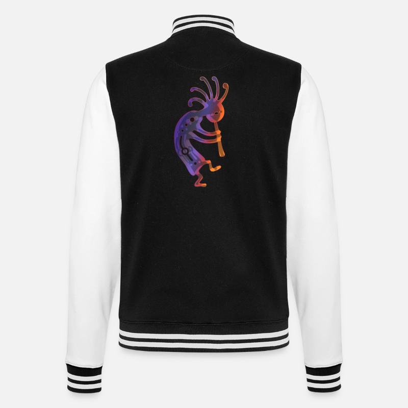 Native American flute player Kokopelli - College Sweat Jacket - black/white