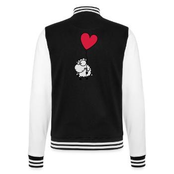 Liebes Schaf - mit Herz Ballon - College-Sweatjacke - Schwarz/Weiß - Hinten - Marisol (170cm)