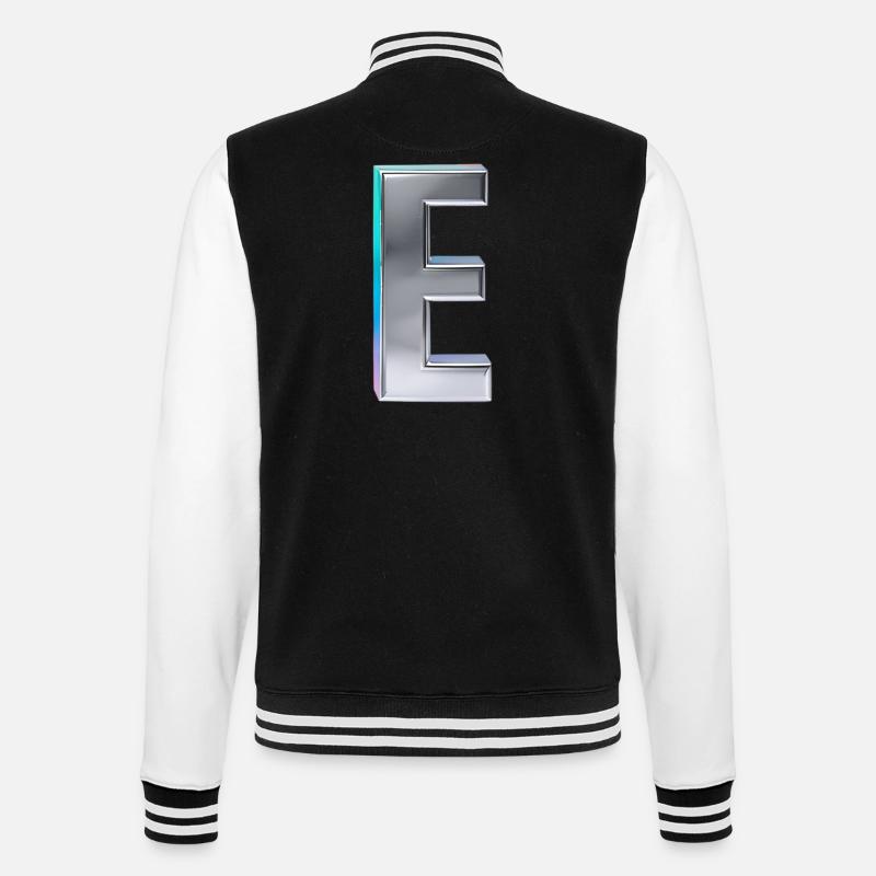 Chrome ,, E " Metallic - College Sweat Jacket - black/white