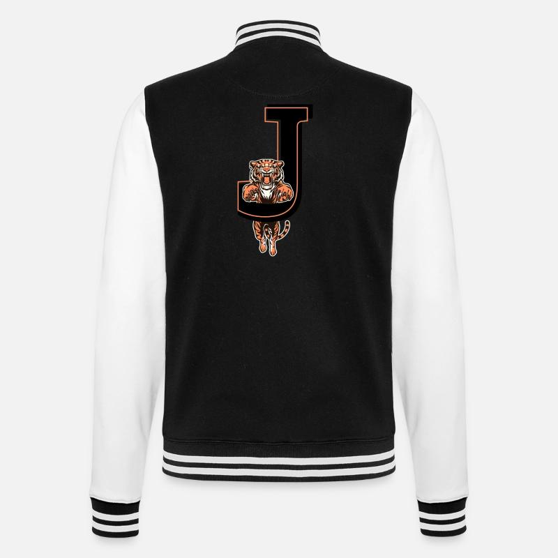 Tiger j Letter - Gift Idea - College Sweat Jacket - black/white