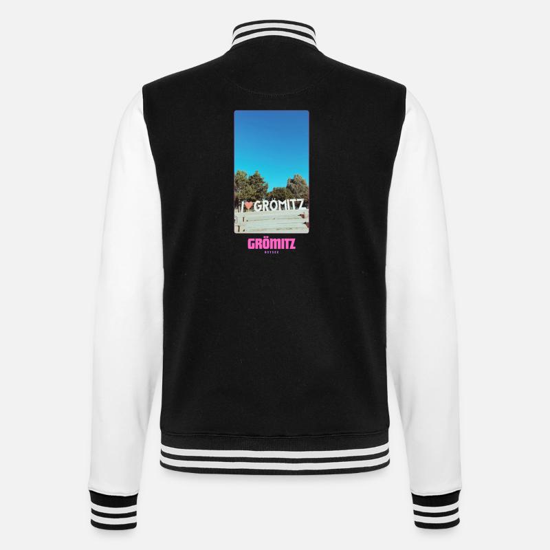 Grömitz _ Ostsee - College-Sweatjacke - Schwarz/Weiß