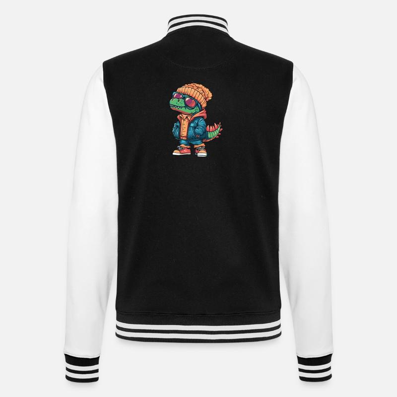 Dinosaurier stegosaurus Winter Comic - College-Sweatjacke - Schwarz/Weiß