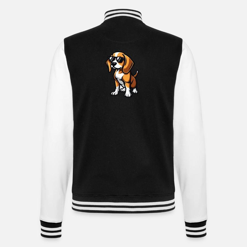 Beagle Hunde Cool Comic - College-Sweatjacke - Schwarz/Weiß
