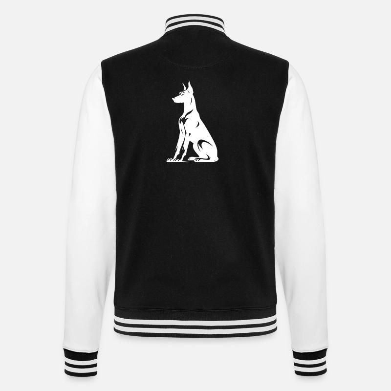 Stylized Doberman Dogs Silhouette - College Sweat Jacket - black/white