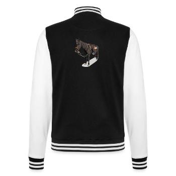 Pferd // Illustration - College-Sweatjacke - Schwarz/Weiß - Hinten - Marisol (170cm)