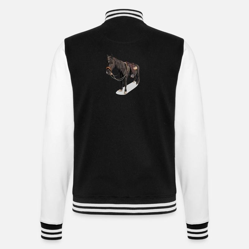 Pferd // Illustration - College-Sweatjacke - Schwarz/Weiß