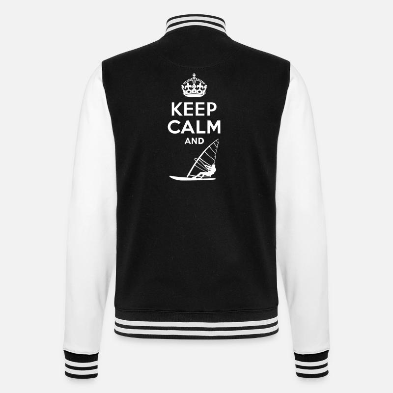 Keep Calm - Windsurfen - College-Sweatjacke - Schwarz/Weiß