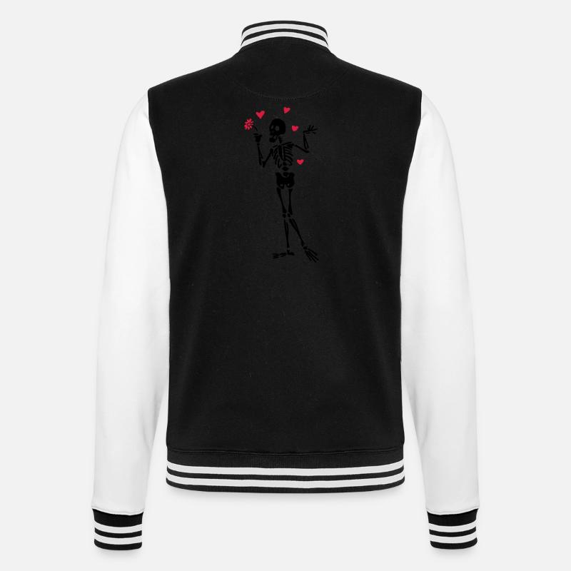 Skeleton-Liebhaber - College-Sweatjacke - Schwarz/Weiß