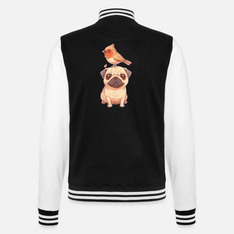 Carlin avec oiseau - Veste Teddy - noir/blanc
