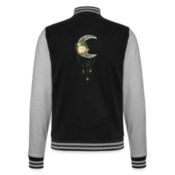 Eleganter und edler Mond mit Blumen - College-Sweatjacke - Schwarz/Grau meliert - Hinten - Marisol (170cm)