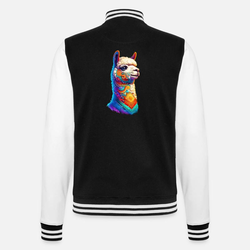 Alpaka - College-Sweatjacke - Schwarz/Weiß
