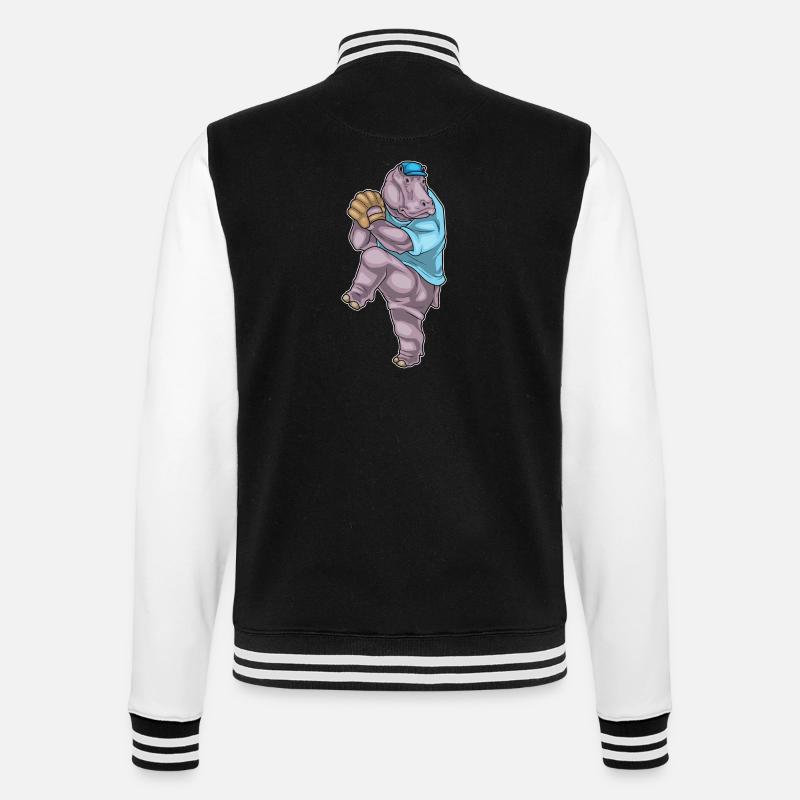 Nilpferd Baseball Baseballhandschuh - College-Sweatjacke - Schwarz/Weiß