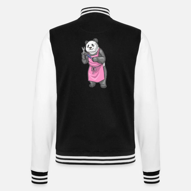 Panda Coiffe Ciseaux Peigne - Veste Teddy - noir/blanc