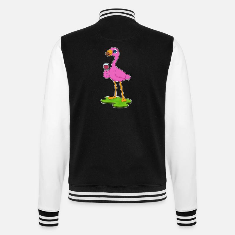 Flamingo Rotwein - College-Sweatjacke - Schwarz/Weiß