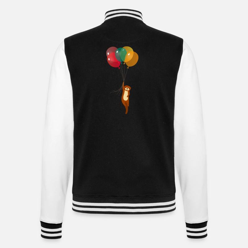 Otter With Balloons - College Sweat Jacket - black/white