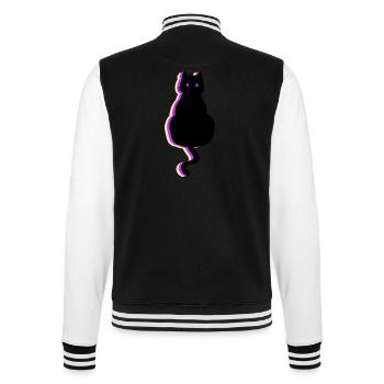 Leuchtkatze pink - College-Sweatjacke - Schwarz/Weiß - Hinten - Marisol (170cm)