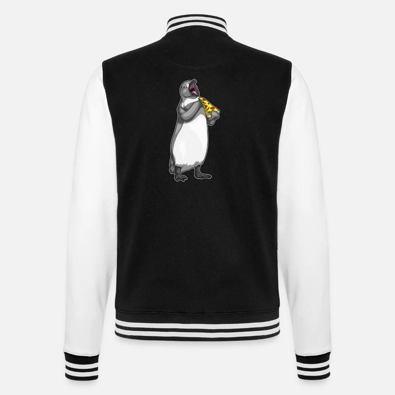 Pinguin Pizza - College-Sweatjacke - Schwarz/Weiß