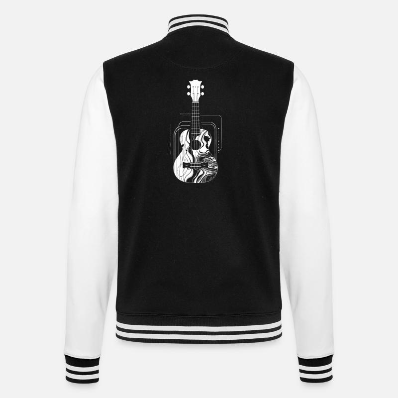 Dessin de ukulélé - Veste Teddy - noir/blanc