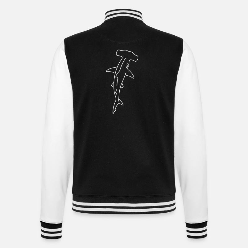 Dessin du contour du requin-marteau - Veste Teddy - noir/blanc