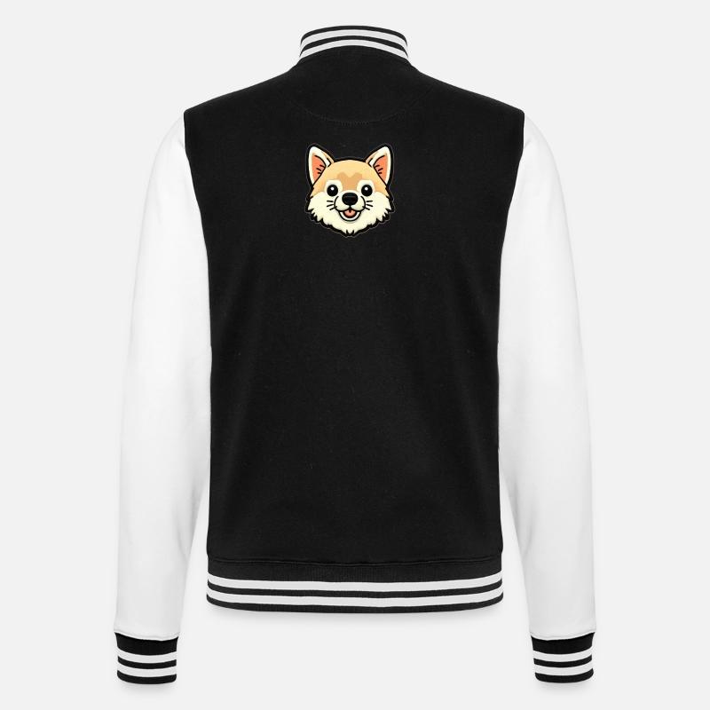 Kuscheliger Corgi Patch - College-Sweatjacke - Schwarz/Weiß