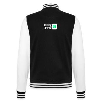 Fasting mode ON text design - College Sweat Jacket - black/white - Back - Marisol (170cm)