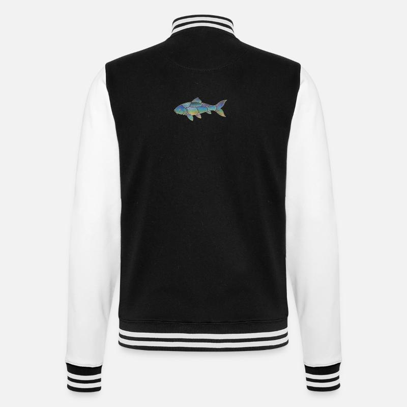 Gradient Pattern Iridescent Koi Fish - College Sweat Jacket - black/white
