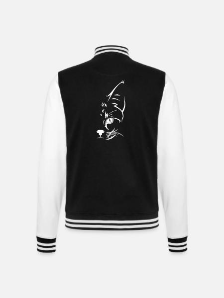 Katze Katzen Geschenk Katzenfreunde Katzengesicht - College-Sweatjacke - Schwarz/Weiß